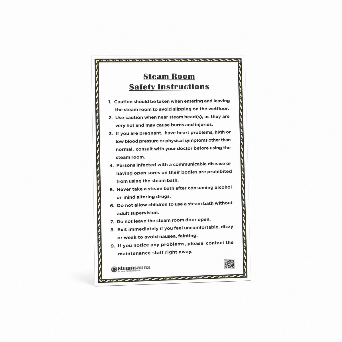 Steam Room Instruction