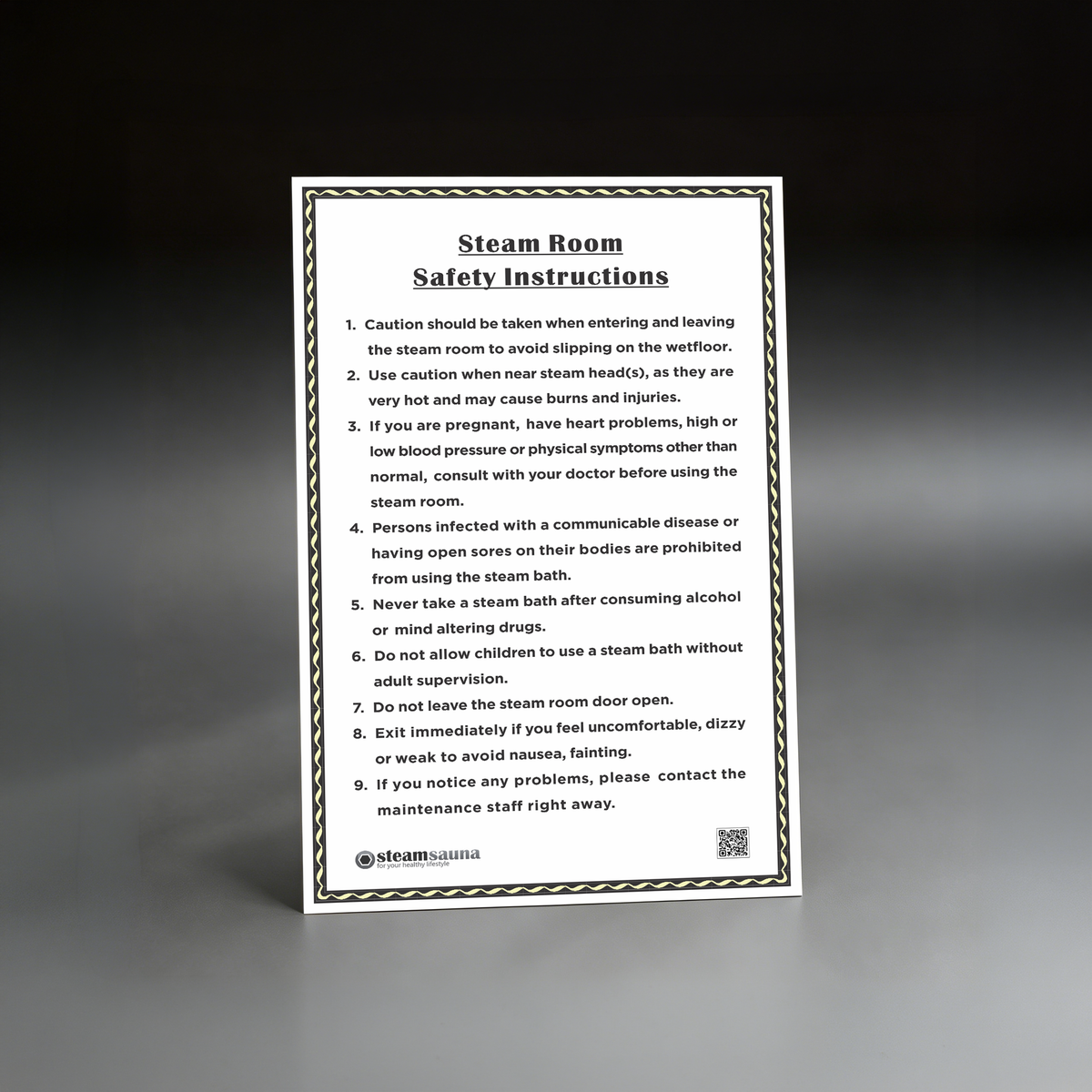 Steam Room Instruction